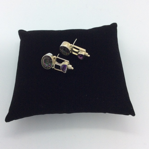 Vintage Amethyst & Quartz Earrings - Picture 5 of 7